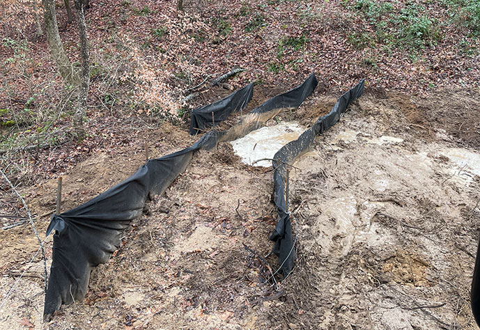 Silt fencing to control erosion Edmonds Environmental Tuscaloosa Alabama